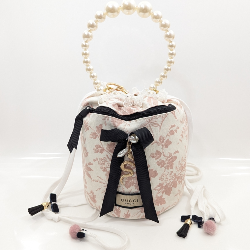 Handmade  Pink Floral Bucket Bag